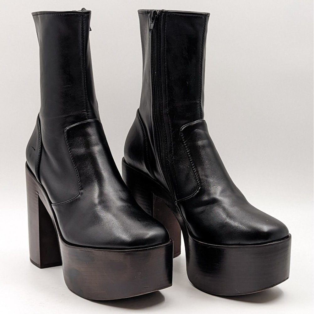 Jeffrey Campbell Women Mexique Vintage Retro 90's Black Platform boots size 9M